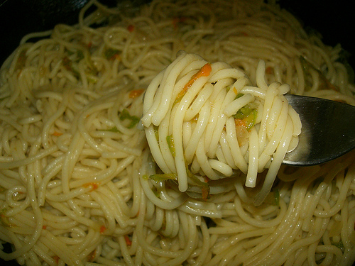 spaghetti w/ zucchini flower