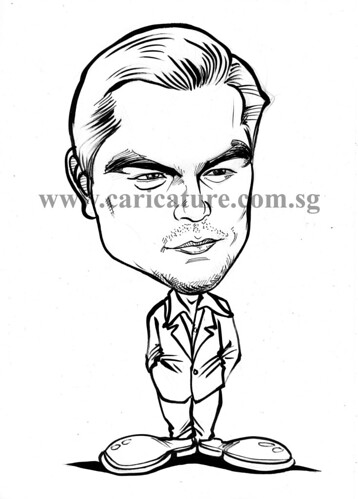 Celebrity caricatures - Leonardo Dicaprio ink watermark