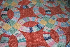 Great-Grandmother's Quilt--Red Double Wedding Ring