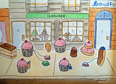 Pastries hanging out at Laduree in Paris