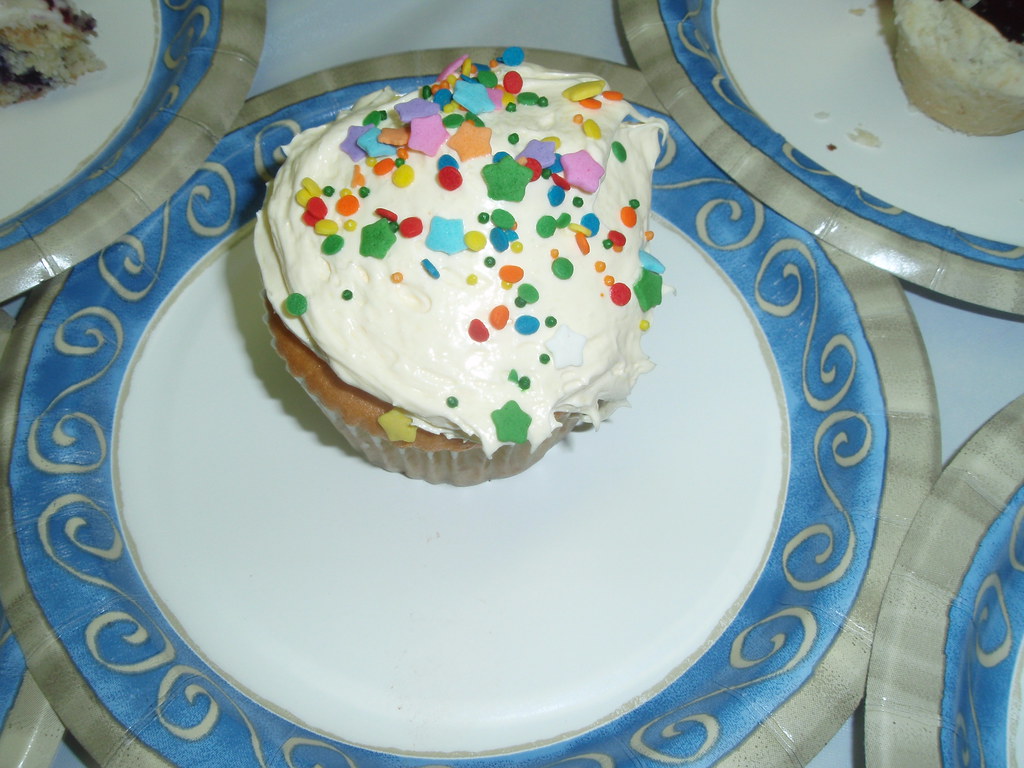 Vanilla cupcake at church picnic