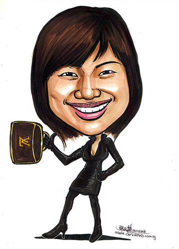 Caricature gorgeous lady with LV bag