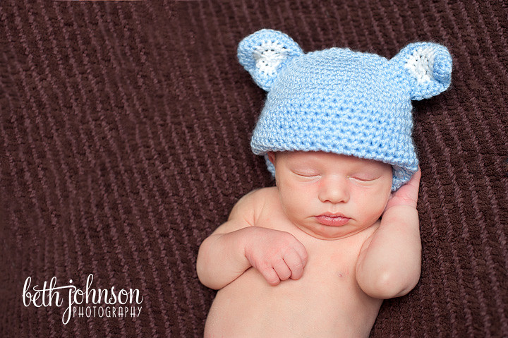 newborn baby boy in blue bear hat tallahassee