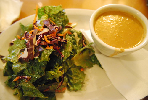 Peanut soup and salad from Stella's