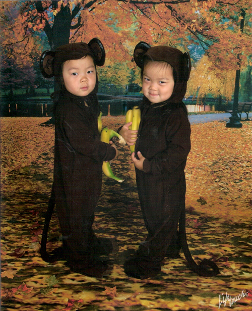 Happy Halloween from our tough little monkeys (Ro left, Ree right)
