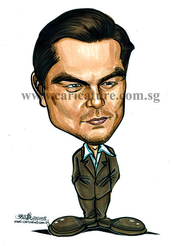 Celebrity caricatures - Leonardo Dicaprio colour watermark