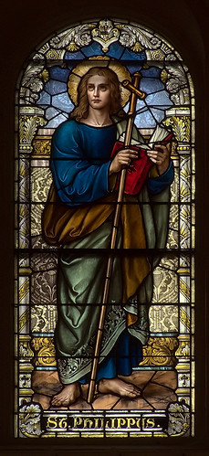 Saint Anthony of Padua Roman Catholic Church, in Saint Louis, Missouri, USA - stained glass window of Saint Philip
