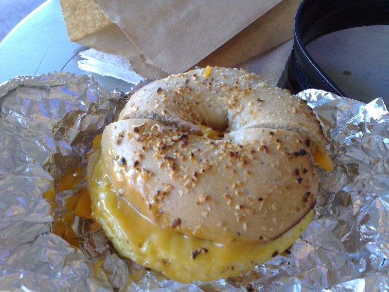 Egg & Cheese on Onion Bagel