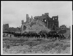 British cavalry passing the ruins of Albert ca...