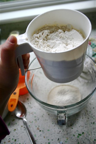 Sifting wheat flour