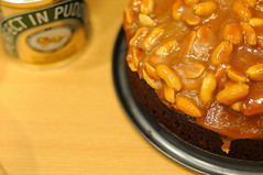 Caramel Peanut-topped Brownie Cake