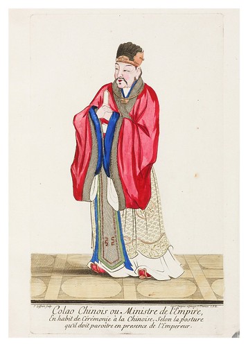 Ministro del Imperio en ropa de ceremonia con la postura de presentacion ante el emperador