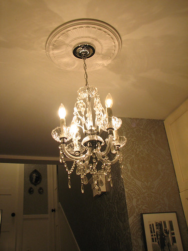 laundry room chandelier by saucy dragonfly.