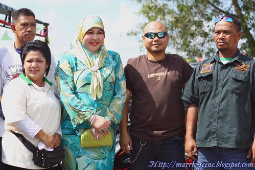 Puan Mariam with the motorbikers