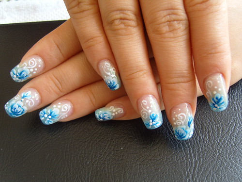 Blue Flowers Nail Designs