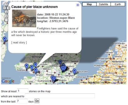 ITN.co.uk has started using Google Maps technology to pinpoint news stories 