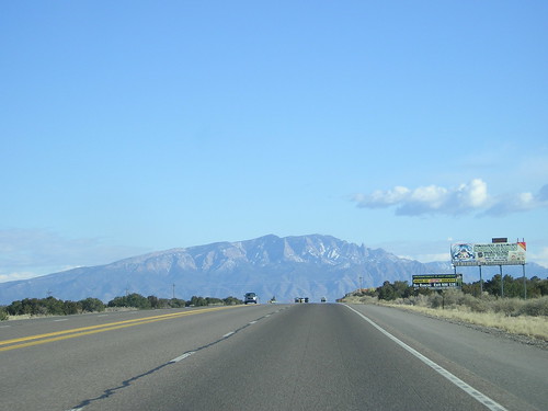 Highway and the Sandia Mountains