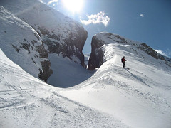 All'uscita del Canyon - Marmolada freeride off-piste skiing