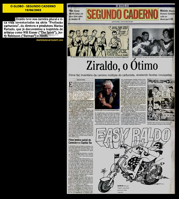"Ziraldo, o Ótimo" - O Globo - 19/06/2003