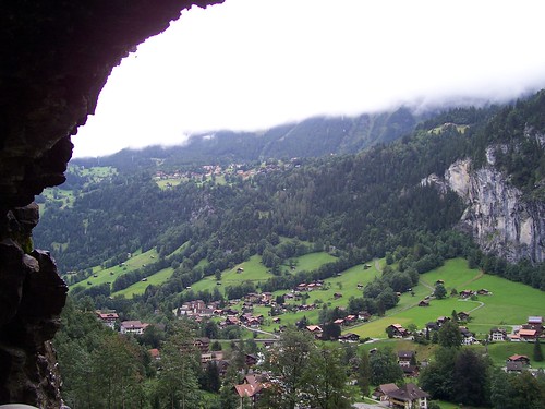 Looking at Lauterbrunnen and Wengen from the Staubbach Falls