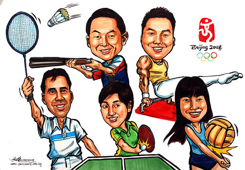 Group caricatures for Microsoft Hosting Team colour
