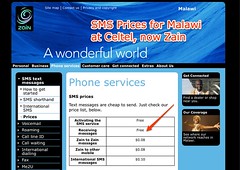 Zain Malawi - SMS text messages - Prices