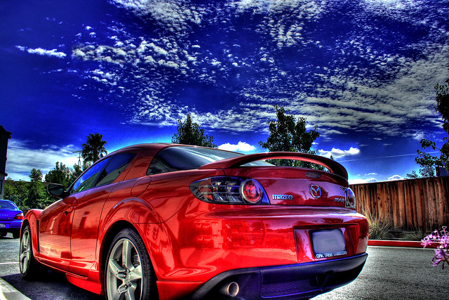 blue red sky sports car cloudy mark mazda rx8 hdr suasin