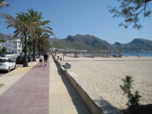 This is a view looking along the beach from the pollensa park hotel end.