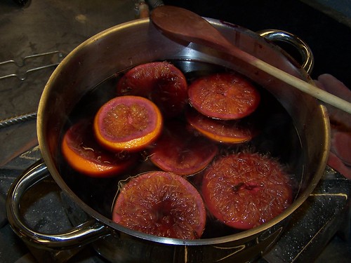 Seeing and tasting red - hot wine with fruits