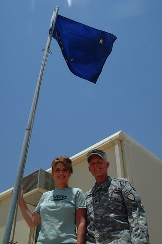 Sarah Palin with Alaska flag