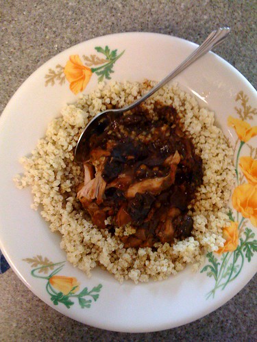 Moroccan-style chicken with prunes & quinoa