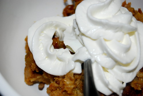 Pumpkin Bread Puddin' with Whipped Cream