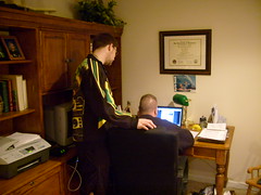 Powell and Dad on the Computer