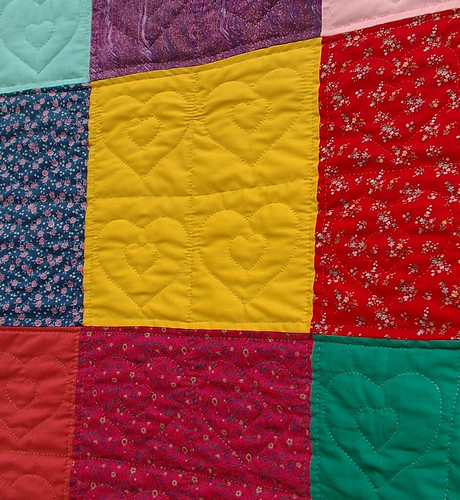 handquilting on daughters quilt
