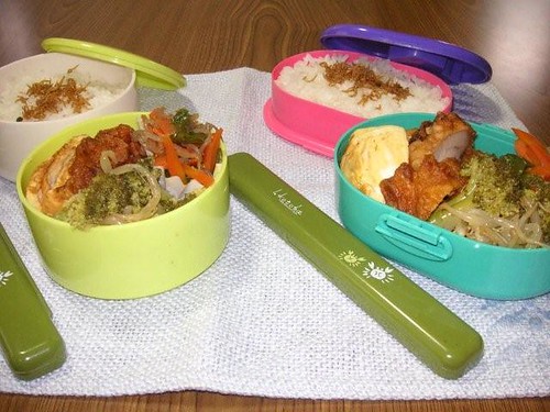 Packed lunch boxes for daughters