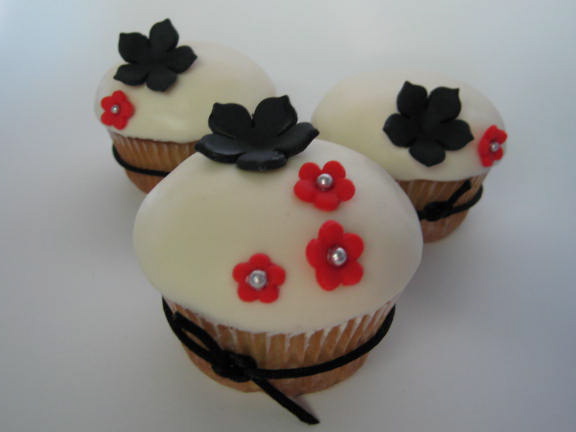 White, Black and Red Cupcakes