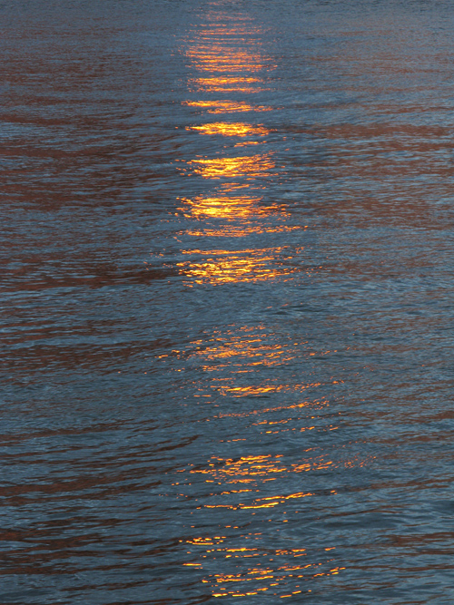 sunset sunlight reflects on the surface of the Hudson River, NYC