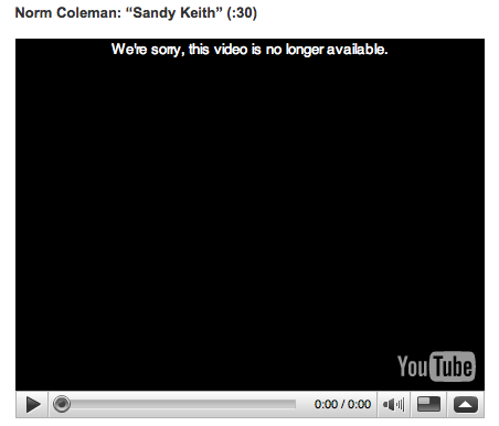 Missing Sandy Keith Ad from Norm Coleman Campaign