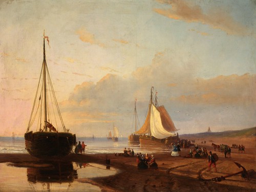 "Beach Scene With Ships"