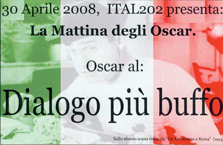 Image of Oscar card for best Italian dialog