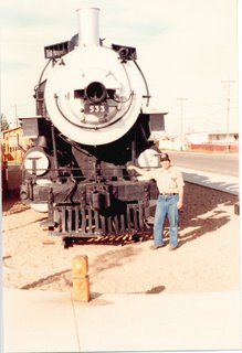 Eddie K and preserved Union Pacific # 533. Rawlins Wyoming. June 1984.