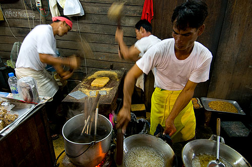 Making khanom tup tap, a peanut snack sold at Bangkok's annual Vegetarian Festival