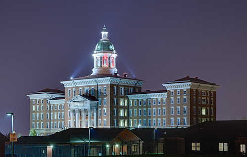 Saint Louis State Hospital, in Saint Louis, Missouri, USA - view at night
