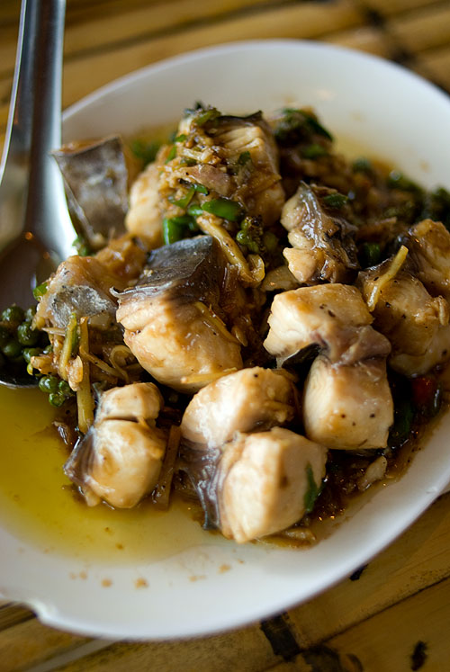 Mackerel stir-fried with fresh herbs, Bang Po Seafood, Ko Samui.