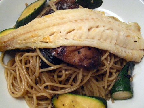 Grilled Cod with Noodles and Vegetables