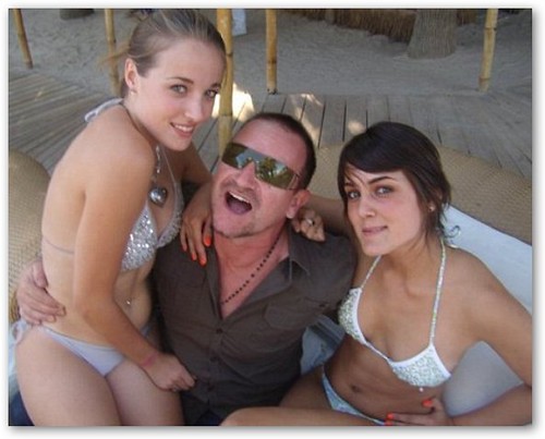 Andrea Feick and Hannah Emerson with Bono