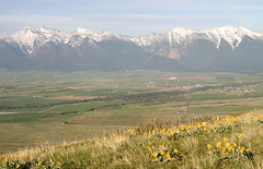The Mission Mountains, Mission Valley and town of St. Ignatius as seen from Red Sleep Mountain on the National Bison Range