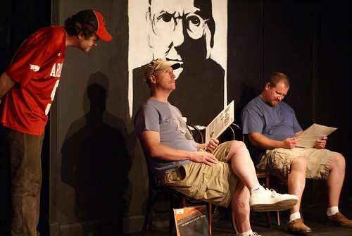 Dels likeness presides over Walsh (middle) and his UCB mates during last years Press Conference.  Photo by Sharilyn Johnson