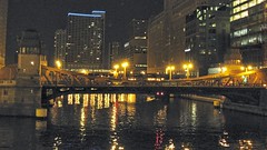 Midnight on the Chicago River. Chicago Illinois. September 2008.