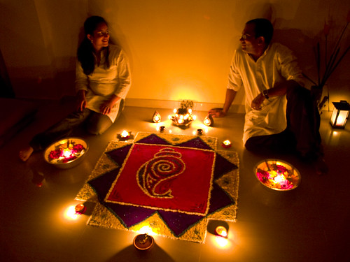 A chat by the Rangoli and Lights